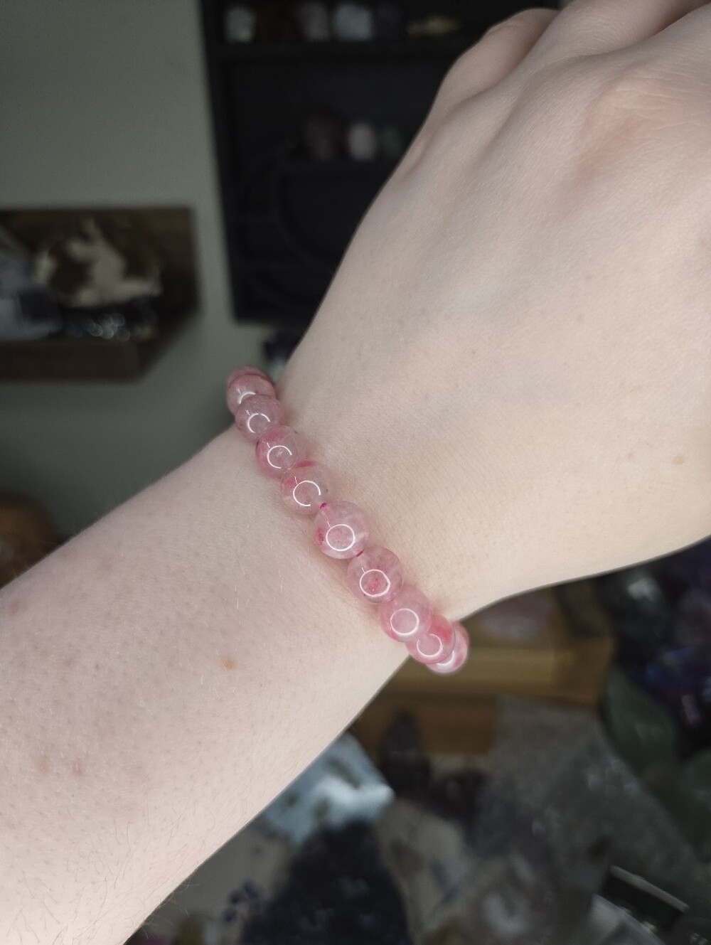 Cherry Blossom Rhodonite Crystal Beaded Bracelet